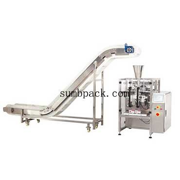 D-320B semi auto packing machine with slope conveyor